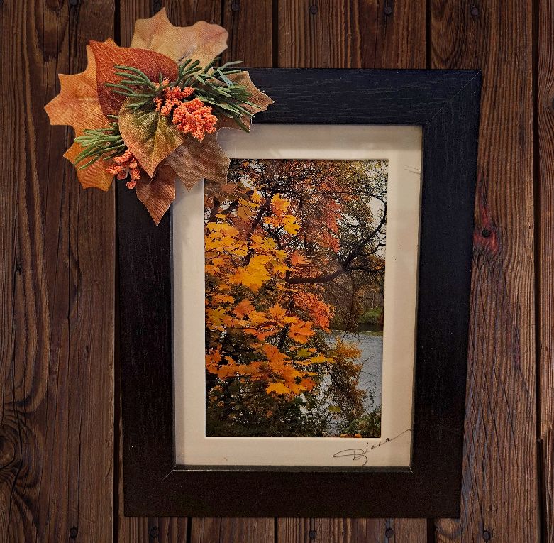 Mishler Framed Fall Tree on Water