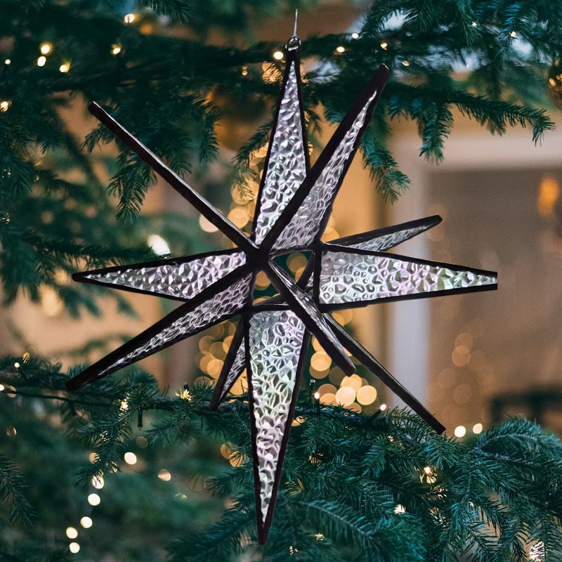 Yannie Ornament 3-D Glass Star Iridized Clear