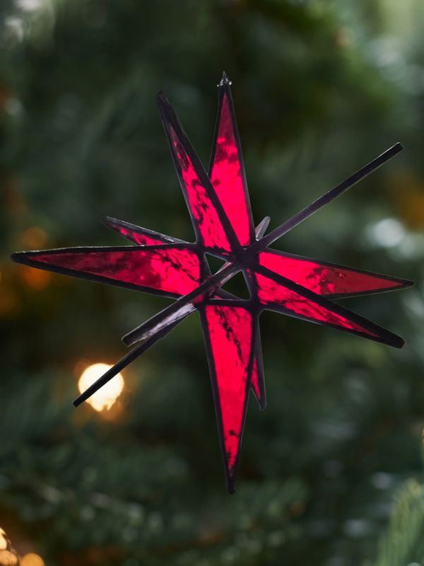 Yannie Ornament 3-D Glass Star Red