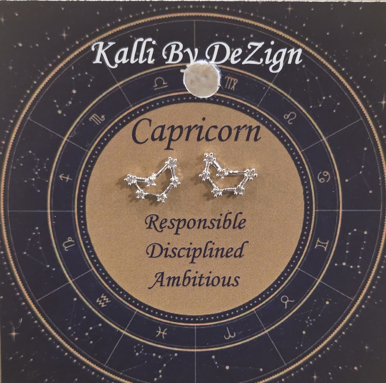 Kalli Earrings Silver Tone Capricorn