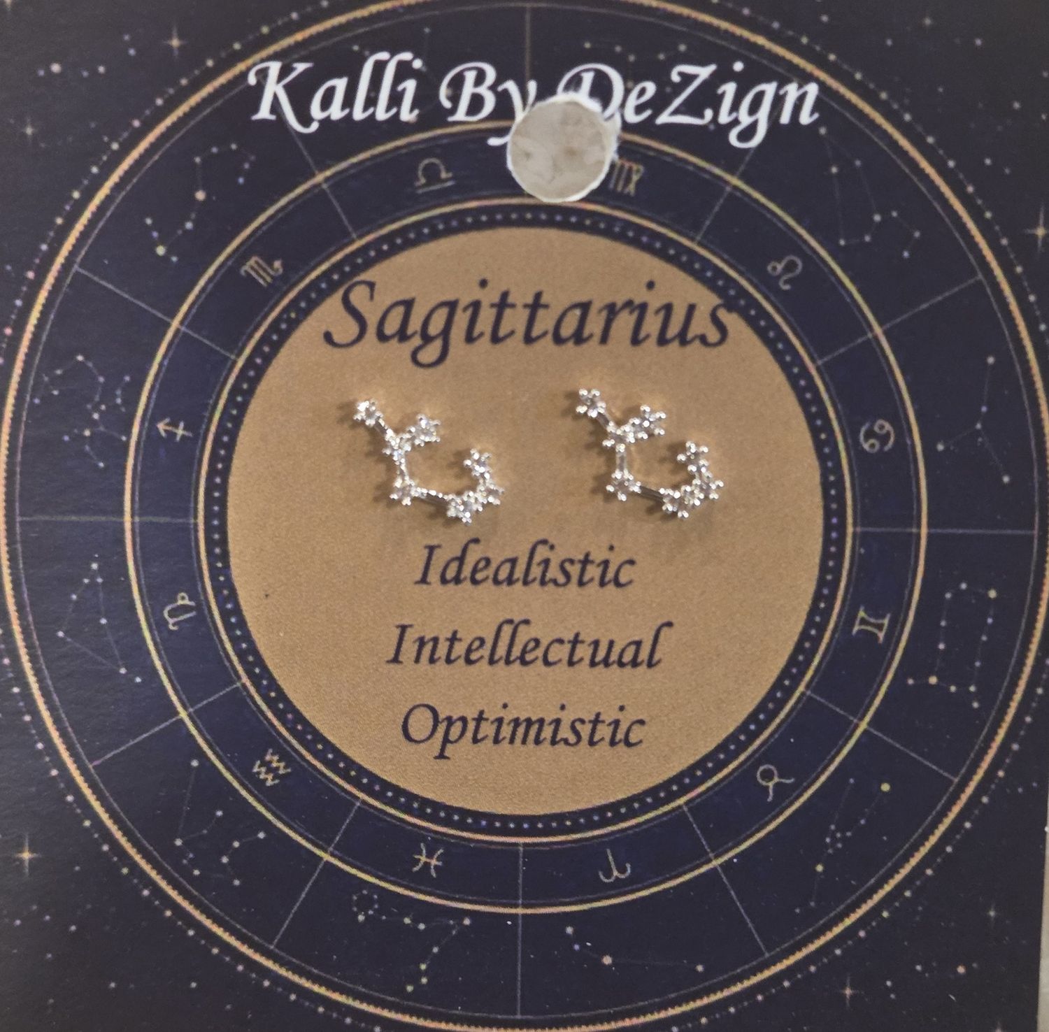 Kalli Earrings Silver Tone Sagittarius