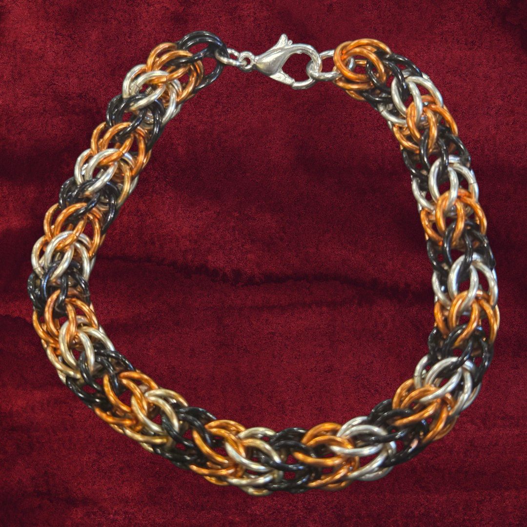 Whitney Bracelet Full Persian Chain Maille with Copper and Enameled Copper