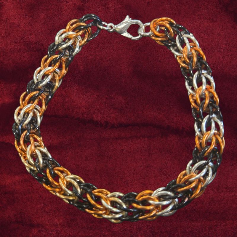 Whitney Bracelet Full Persian Chain Maille with Copper and Enameled Copper
