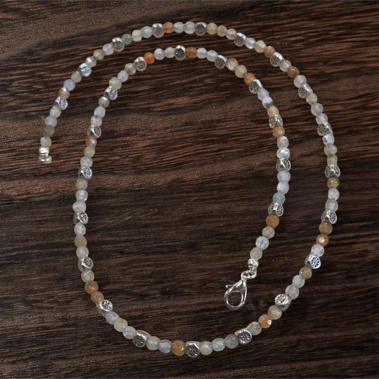Whitney Necklace Dyed Agate with Silver Accent Beads