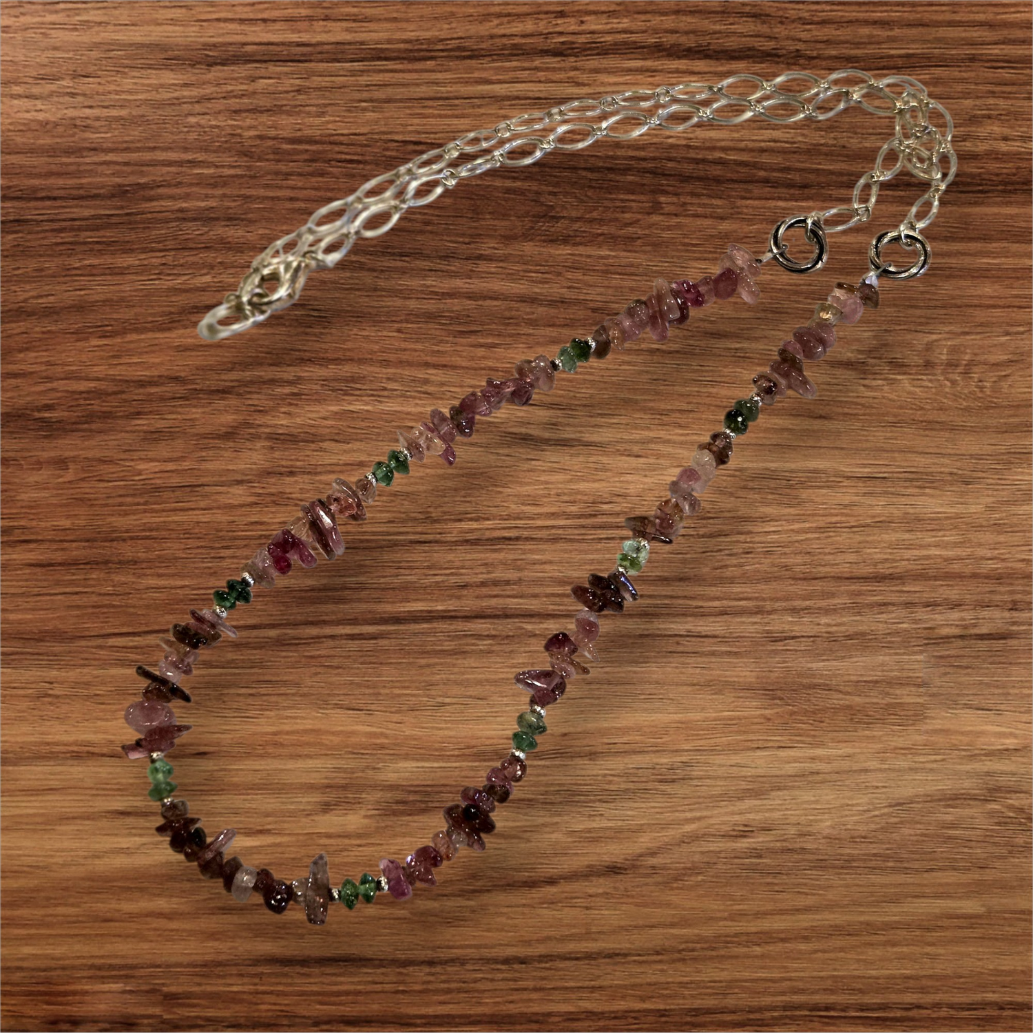 Whitney Multi-Color Tourmaline on Sterling Silver Chain