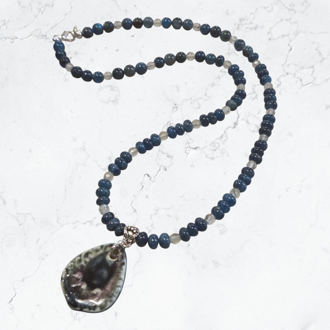 Whitney Necklace Apaptite and Prenite with Clay Pendant