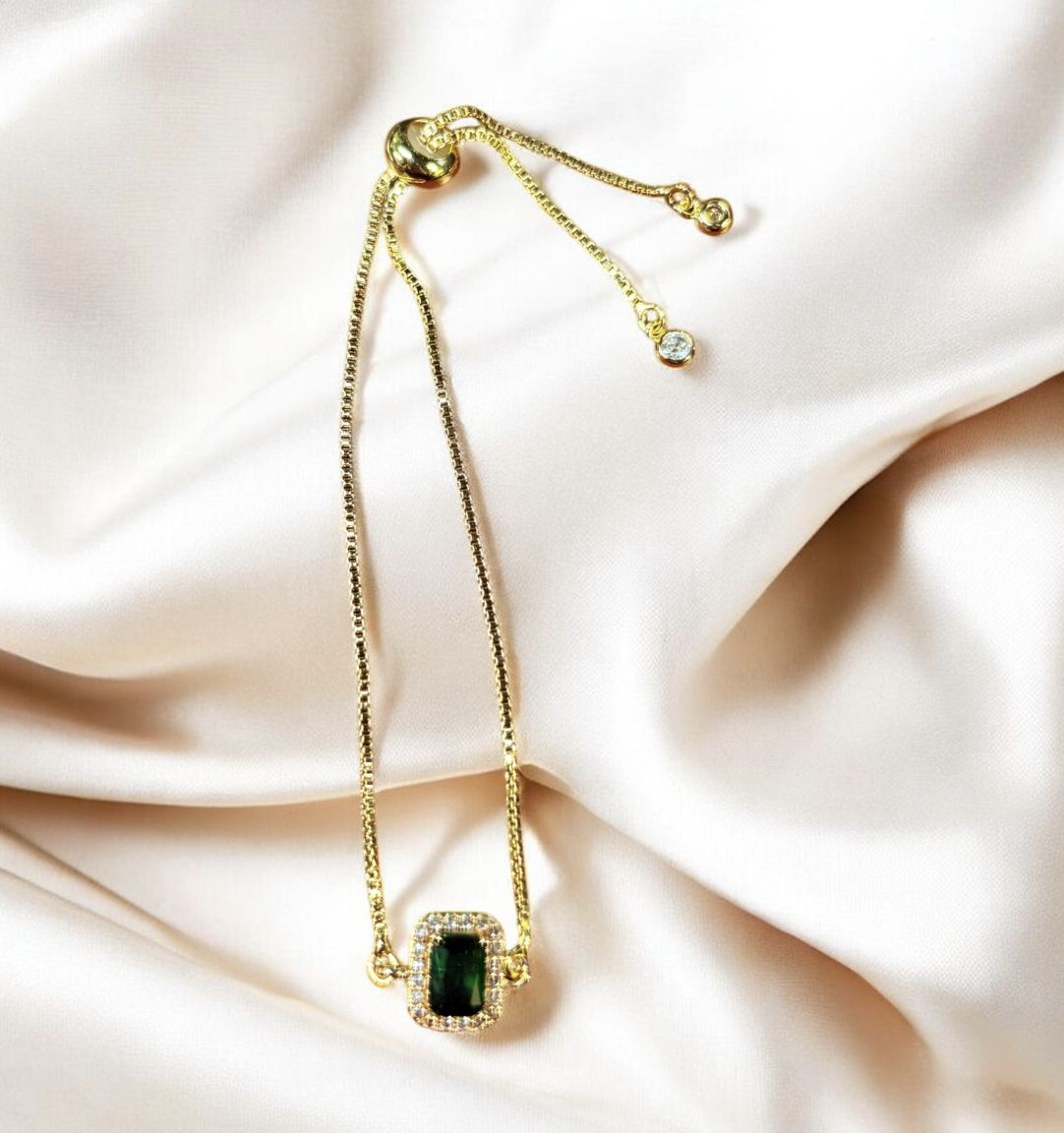 Kalli Bracelet Green with Clear Cubic Zirconia