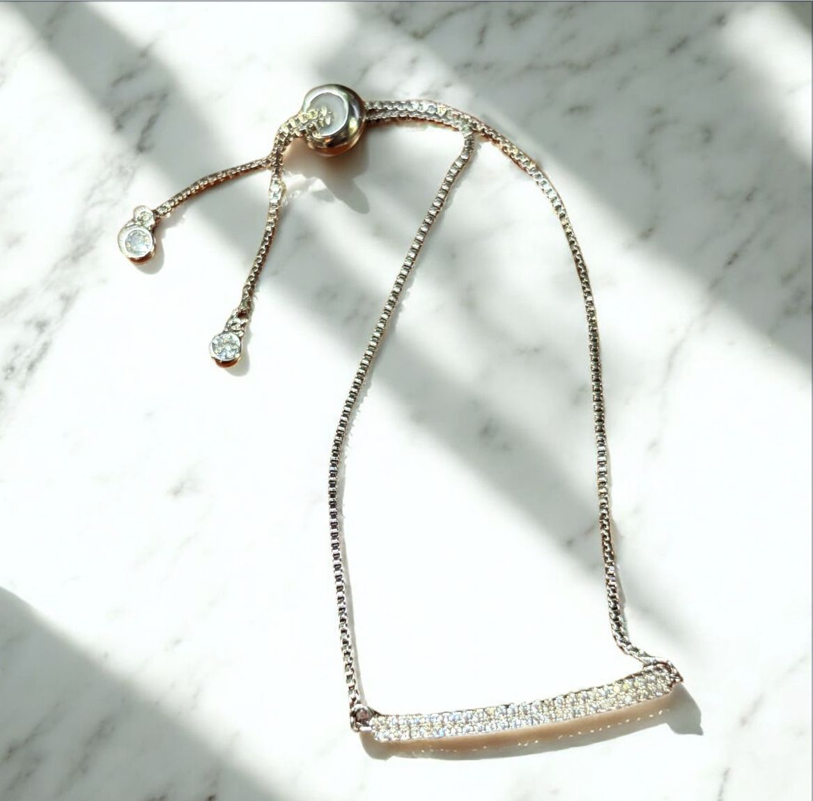 Kalli Bracelet Double Row Silver Plate CZ on Long Bar