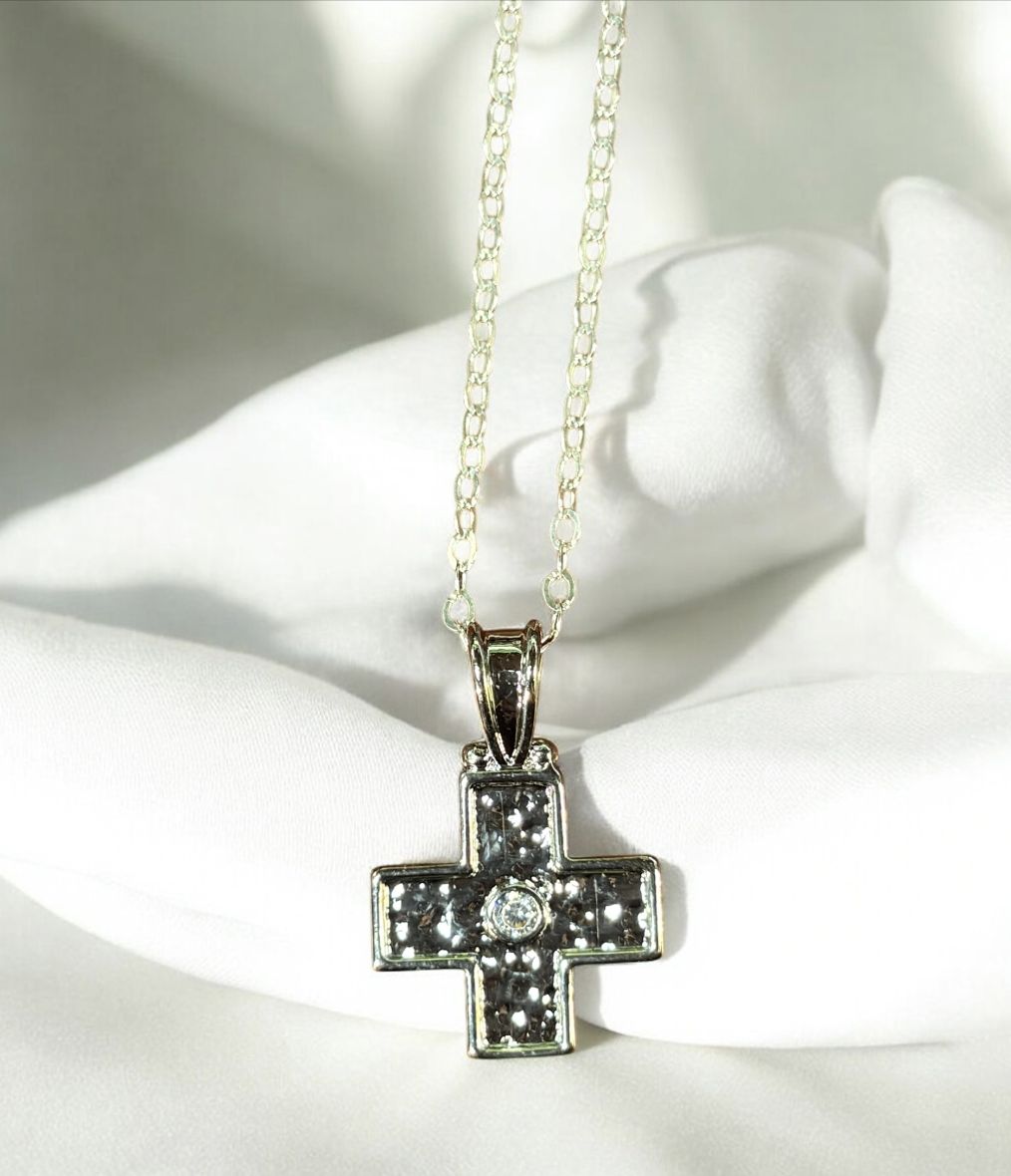 Kalli Necklace Silver Plated Cross with Crystal Center Stone