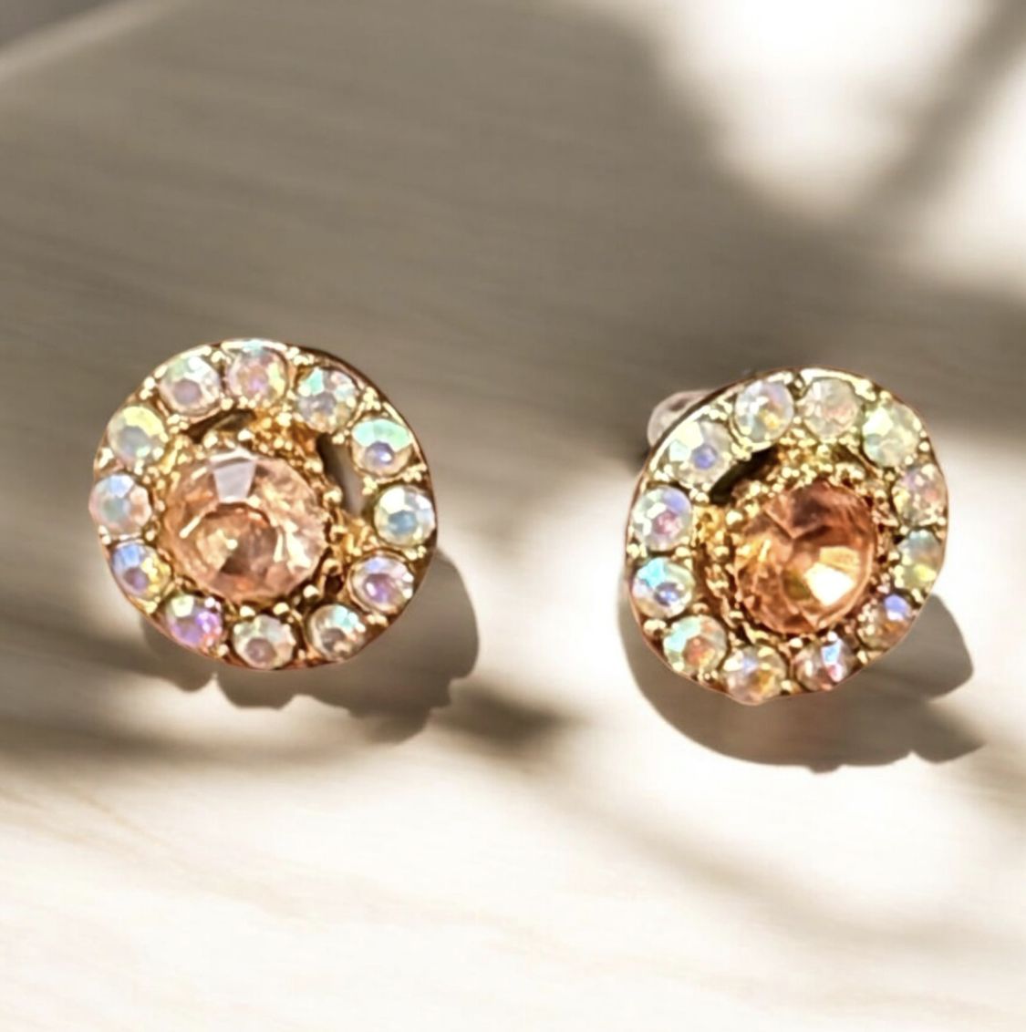 Kalli Post Earrings Peach and Clear Crystal