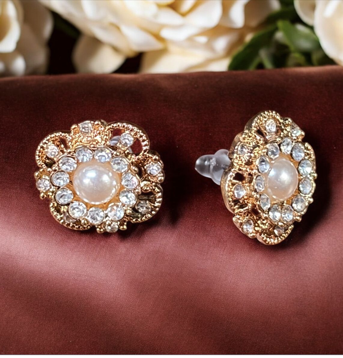 Kalli Post Earring Pearl and CZ&#39;s