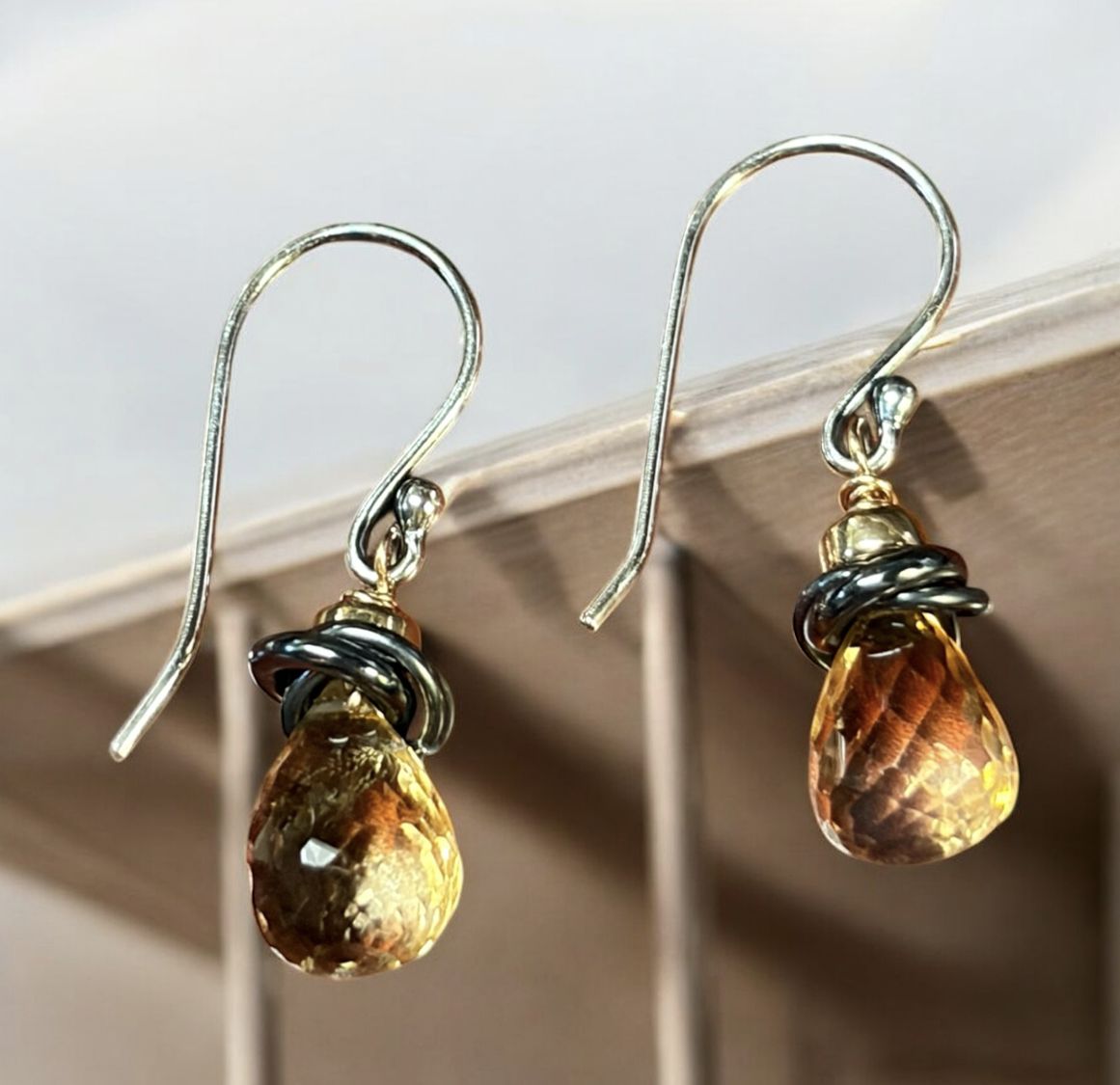 Littoral Earring Micro Faceted Citrine Drop and Sterling Silver