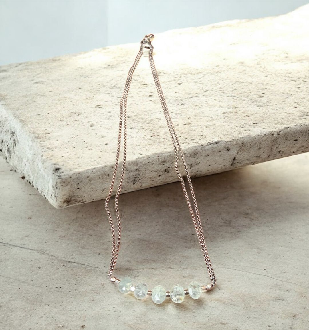 Litoral Necklace Faceted Oval Aquamarine