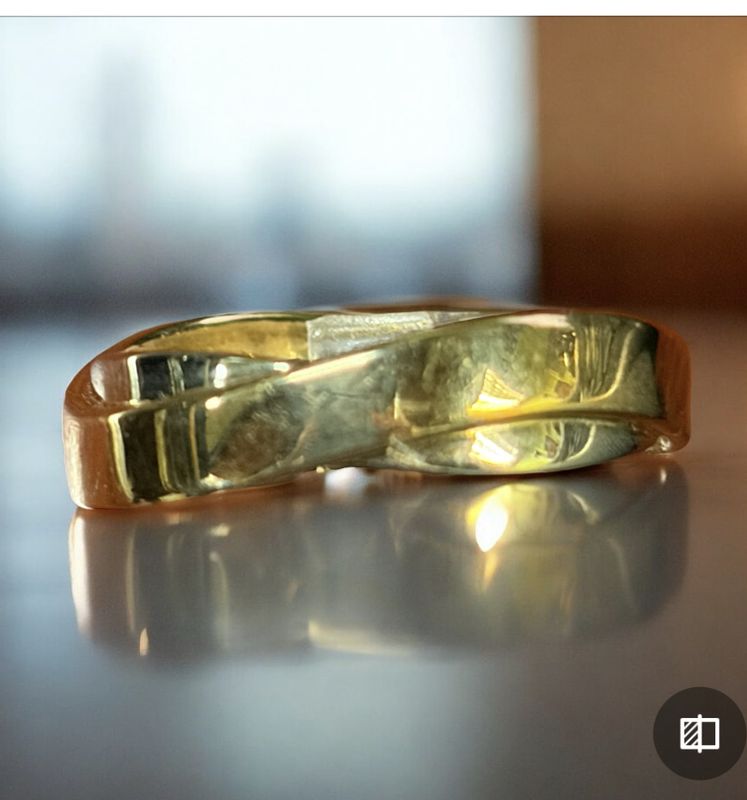 Sznajderman Ring "Mobius" Wedding Band Yellow over White Gold