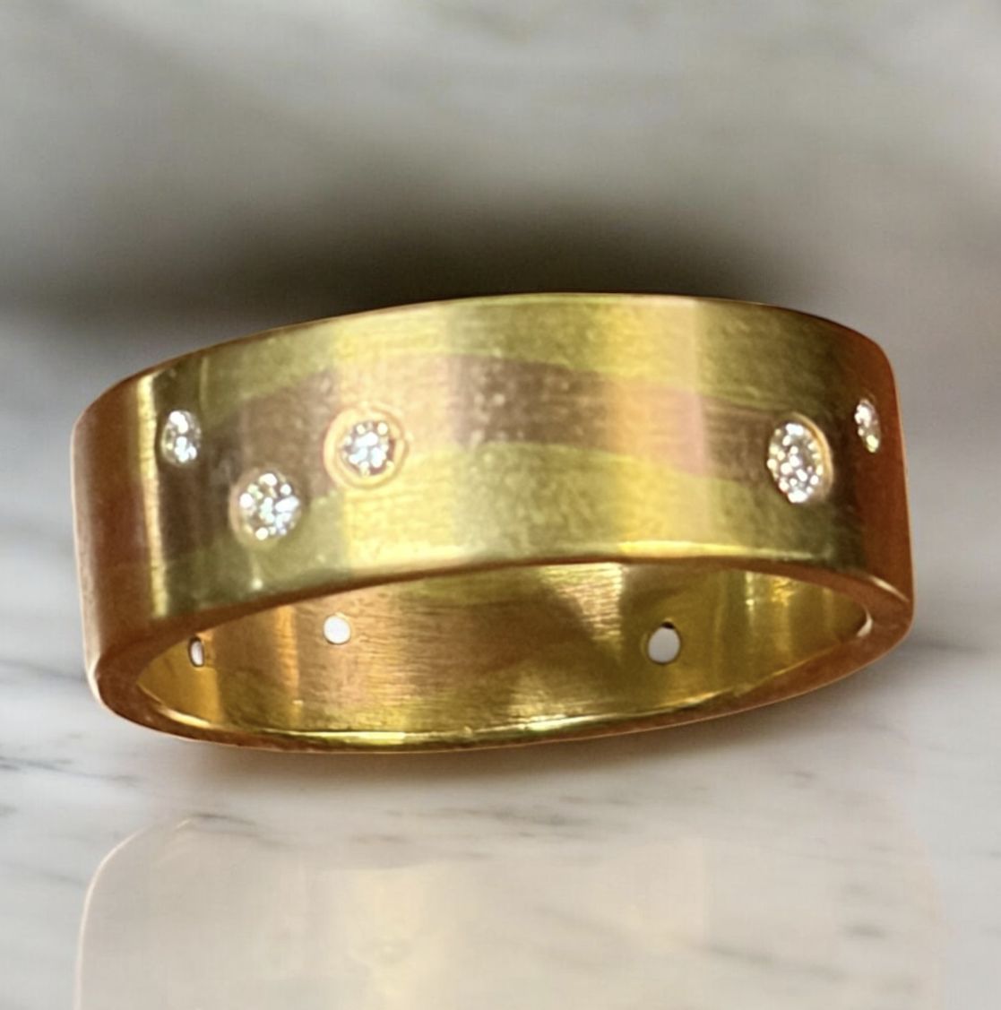 Sznajderman Ring Rose River of Scattered Diamonds Wedding Band