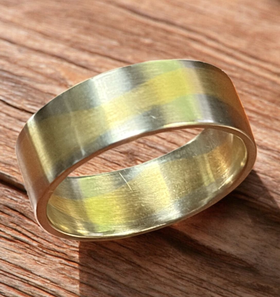 Sznajderman Ring White Banks Yellow River Wedding Band