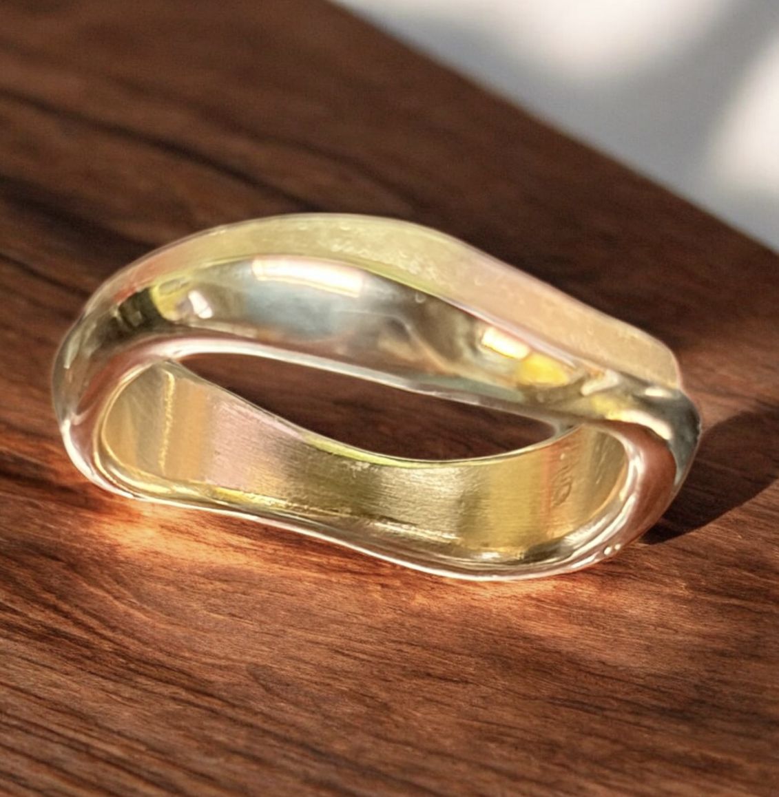 Sznajderman Ring Polished and Brushed Gold Wedding Band