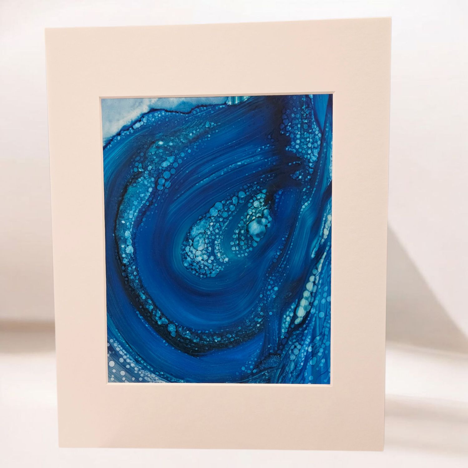 Putz Original- Oceanic Blue Scheme Abstract Matted Painting 11x14