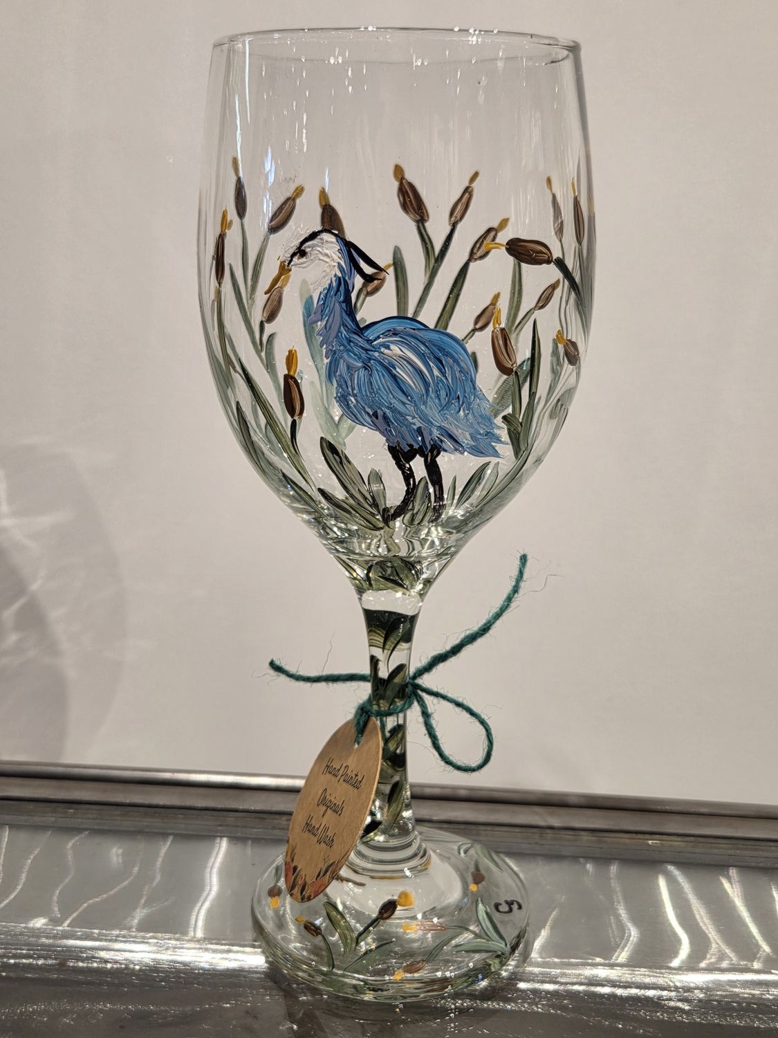 Snyder Painted Wine Glass 20 oz Heron