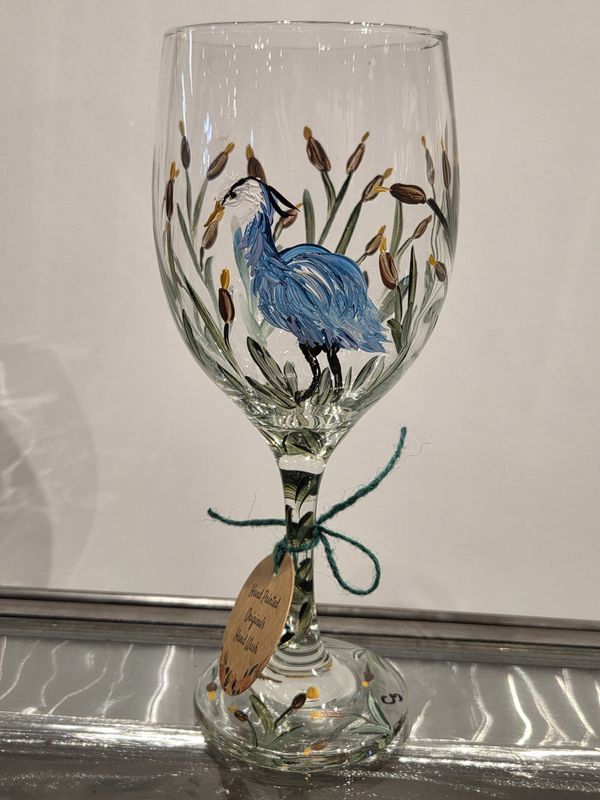 Snyder Painted Wine Glass 20 oz Heron