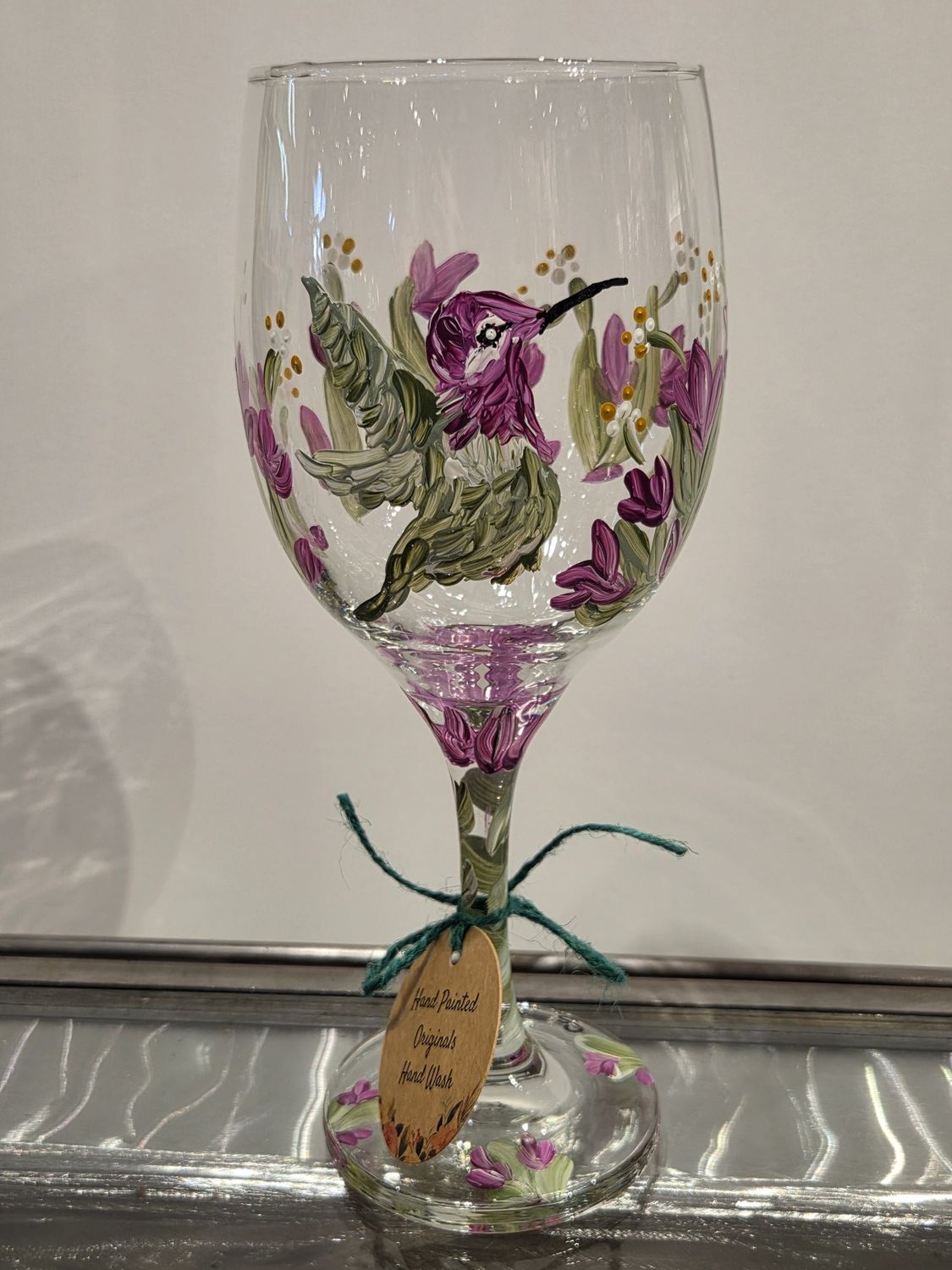Snyder Hand Painted 20oz Wine Glass Hummingbird #3