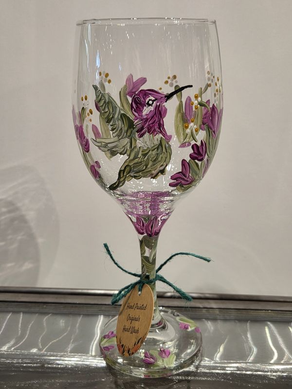Snyder Hand Painted 20oz Wine Glass Hummingbird #3