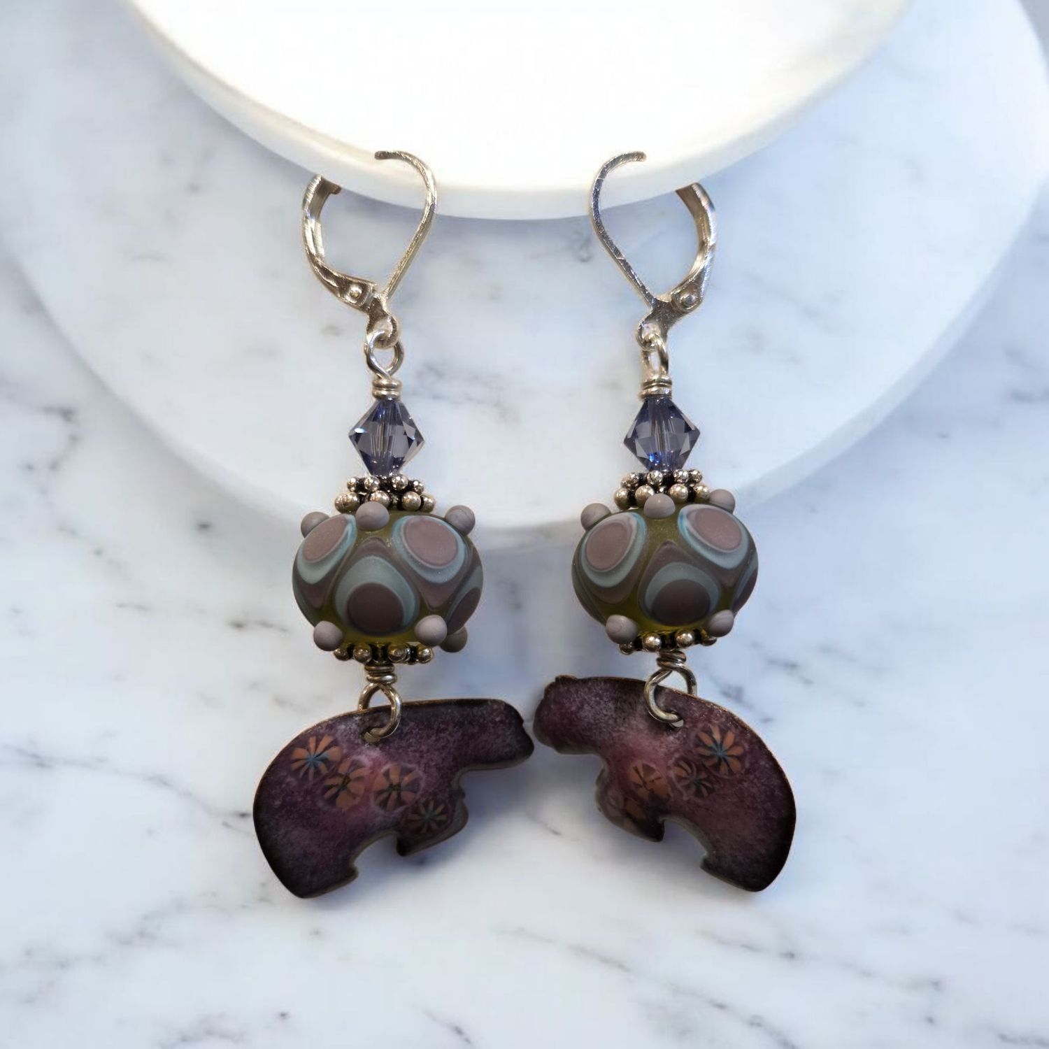 Page Earrings Enameled Polar Bear