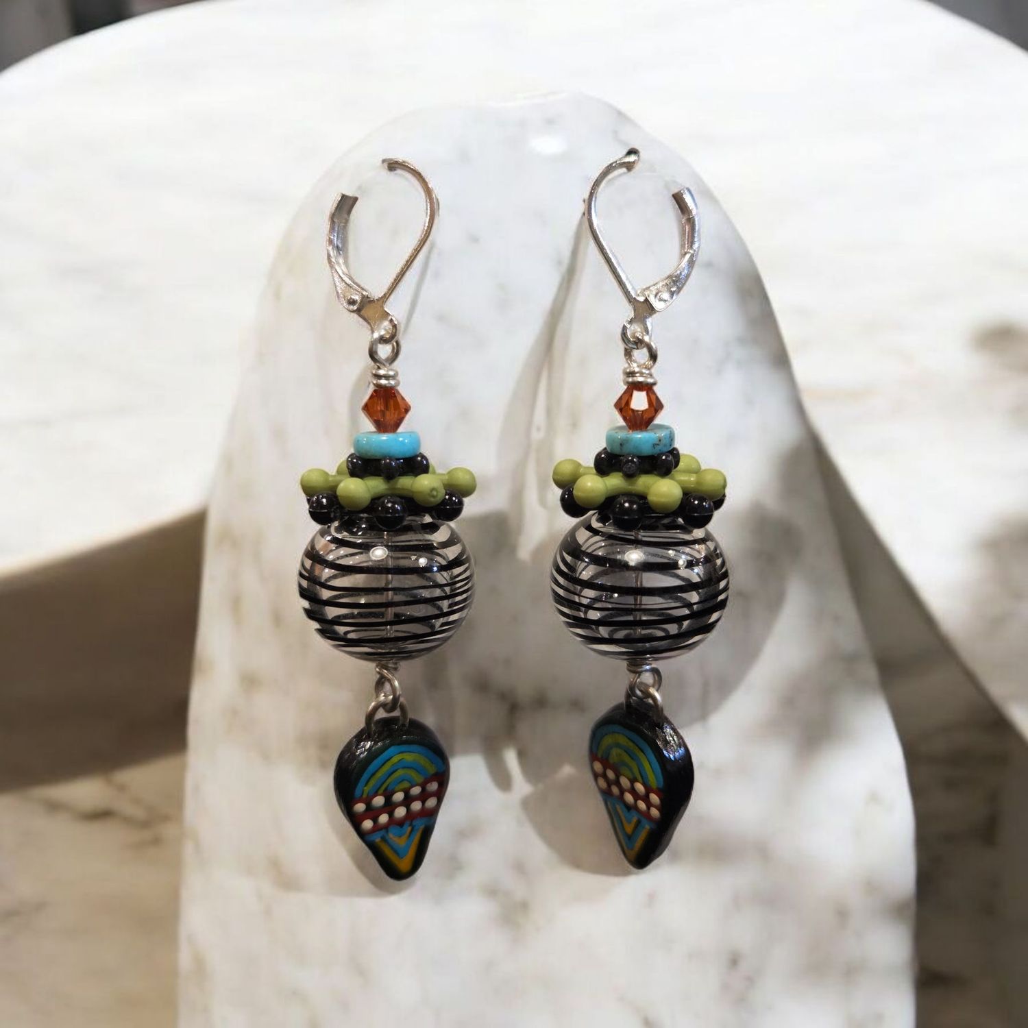 Page Earrings Hollow Beads with Charms