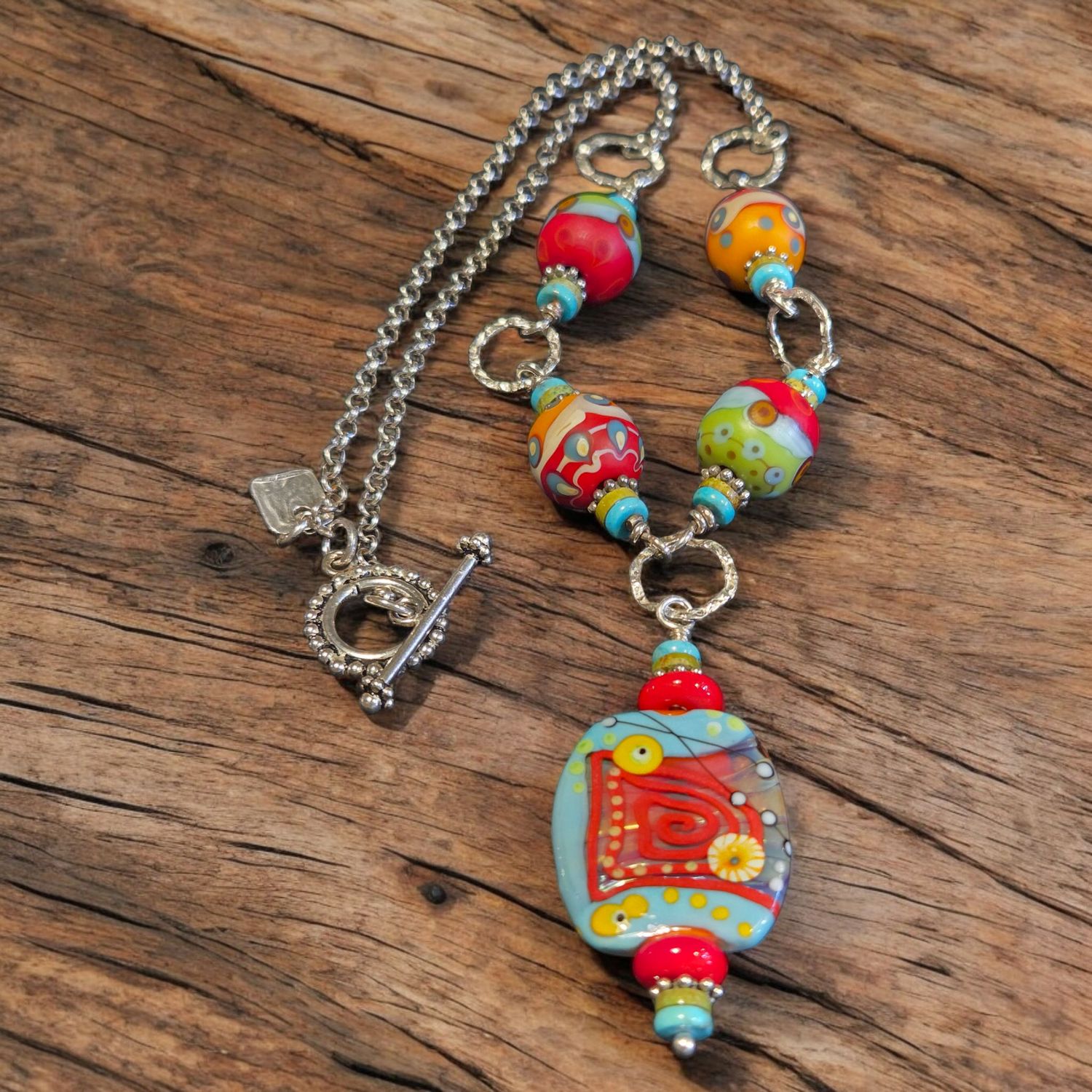 Page Neklace- Sterling Silver with Reversible Focal Lampwork