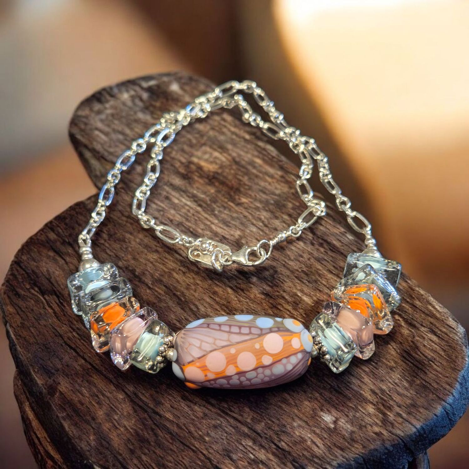 Page Necklace- Sterling Silver with Lampwork