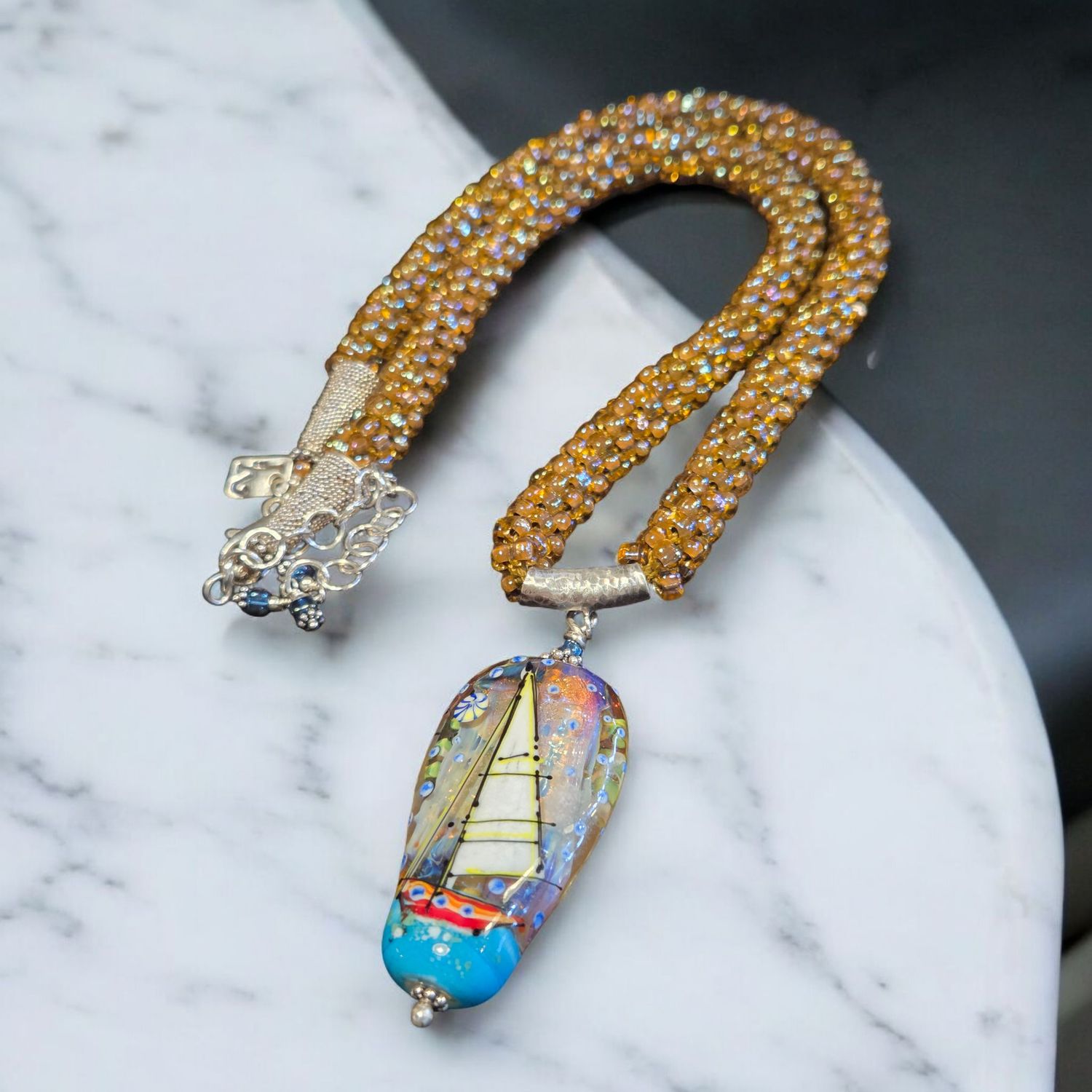 Page Necklace- Kumihimo Sailboat Necklace