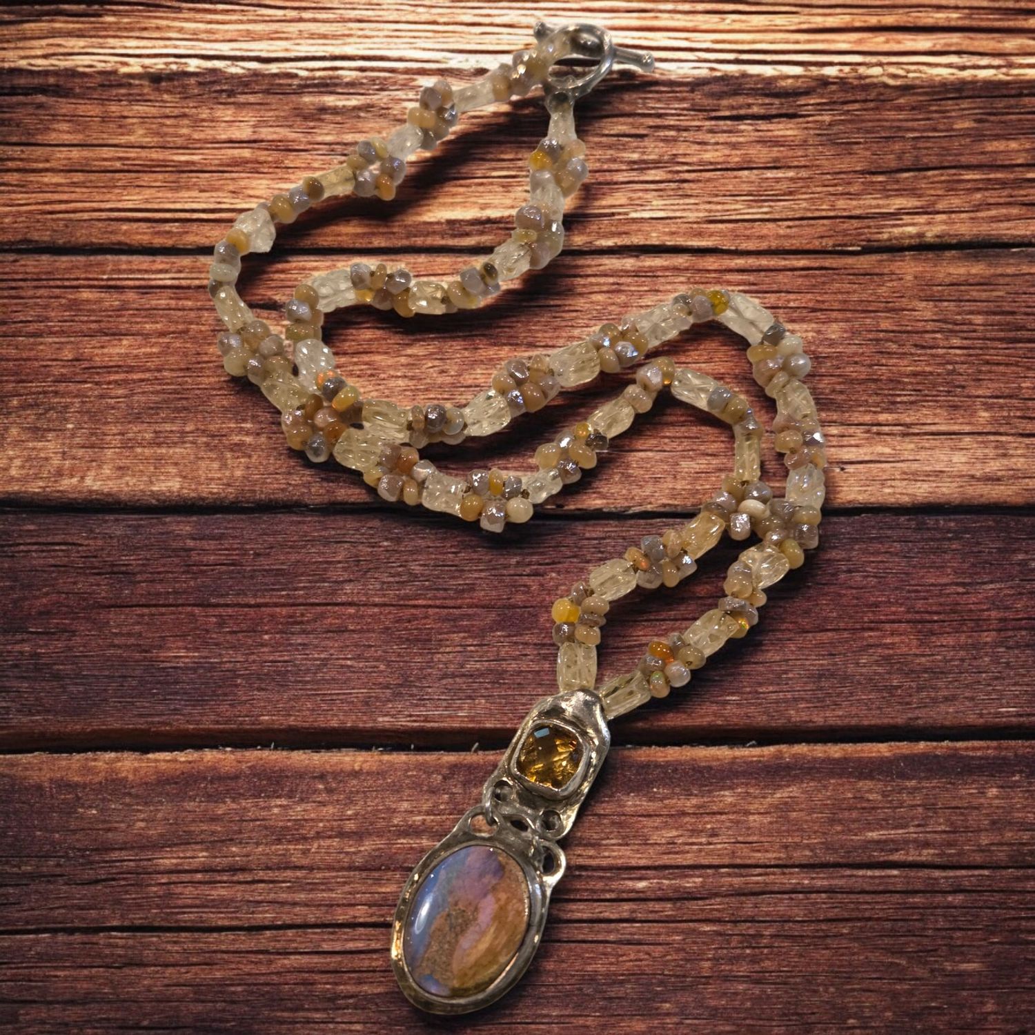 Logan Necklace Citrine and Australian Opal