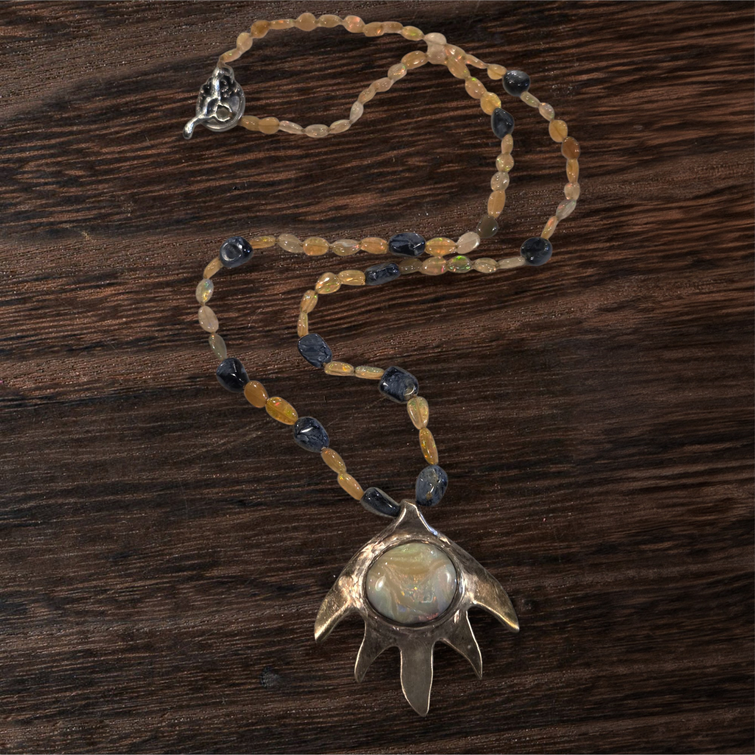 Logan Necklace Australian Opal with Ethiopian Opal and Pietersite