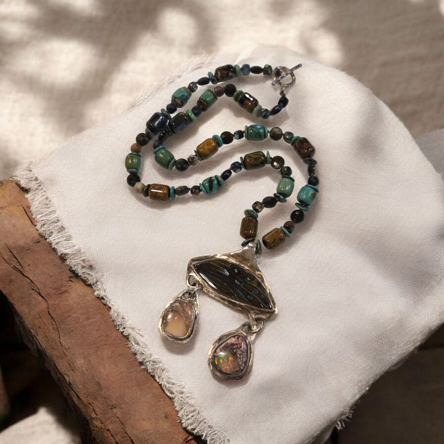 Logan Necklace Australian Opal and Turquoise