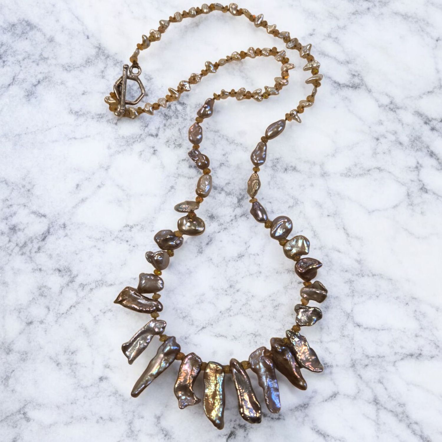 Logan Necklace Keishi Pearls with Ethiopian Opals