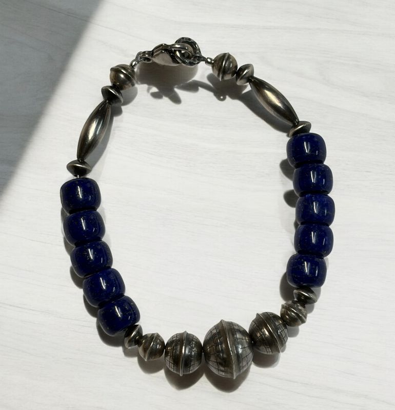 Bourie Bracelet Lapis and Navajo Sterling Silver