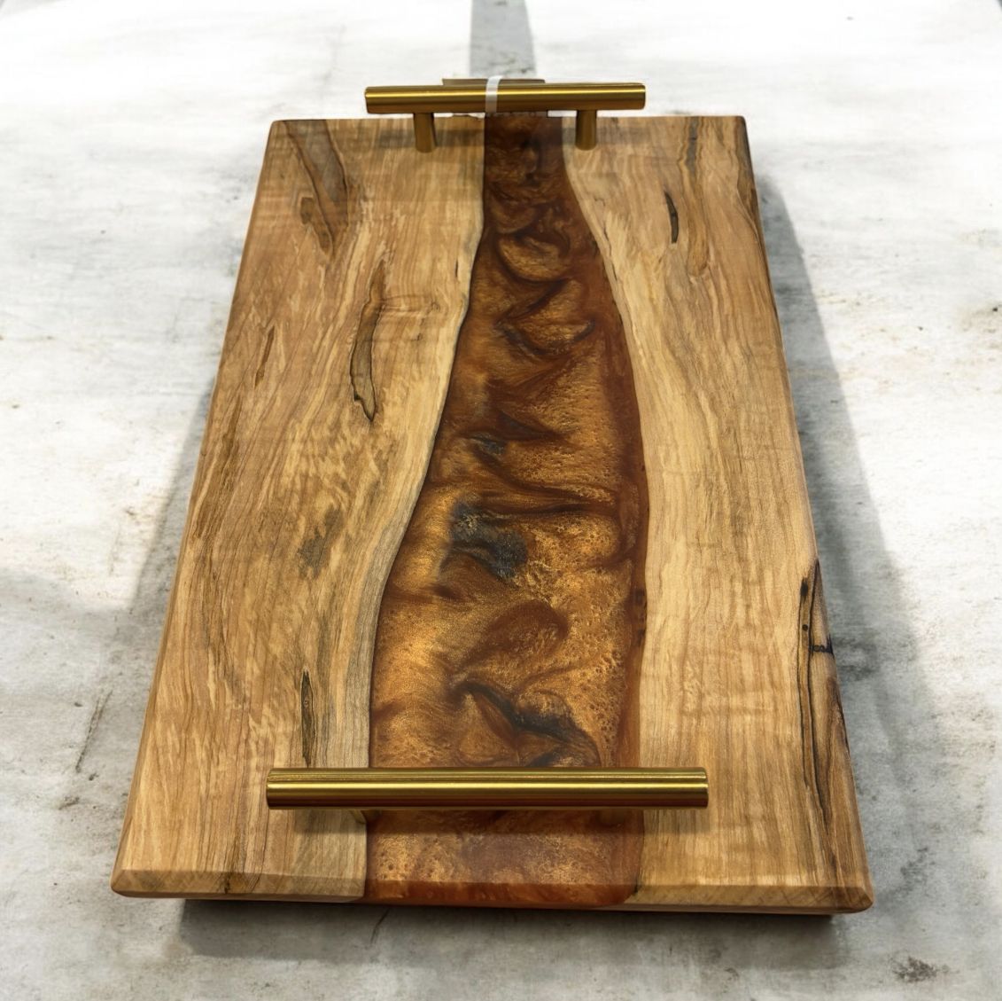 GM Charcuterie Board Ambrosia Maple and Bronze Resin River