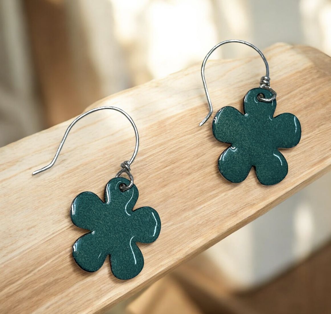 DiCesare Earrings Green Flowers
