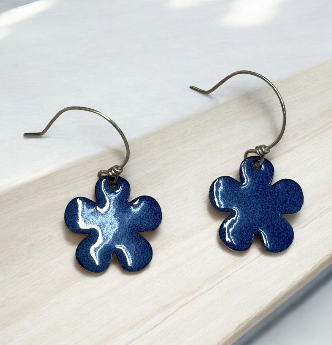 DiCesare Earrings Blue Flowers