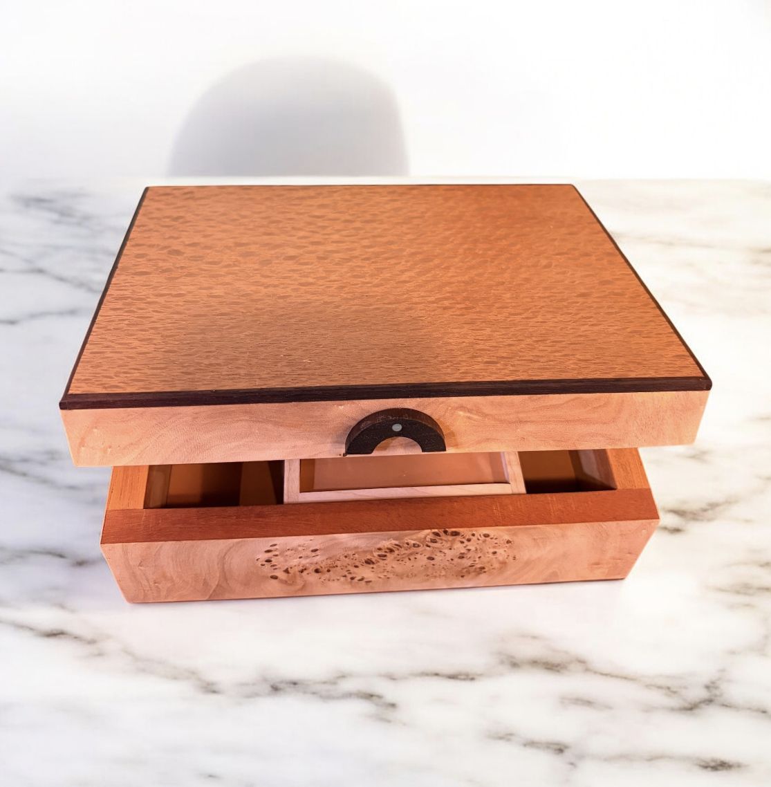 Cole Large Jewelry Box Lace Wood, Cosatal Redwood Burl