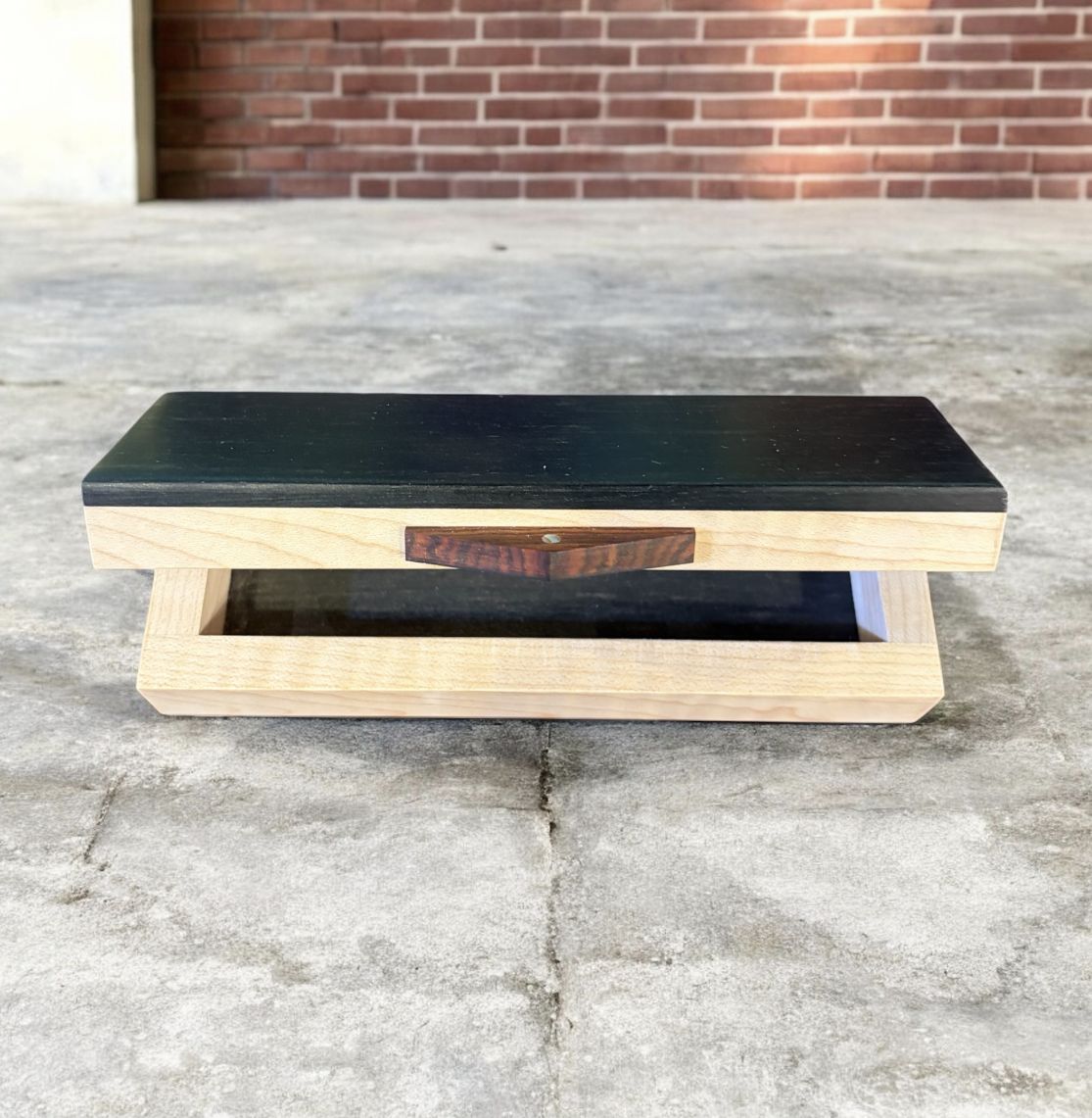 Cole Jewelry Box  Small Gaboon Ebony, Plain and Figured Maple