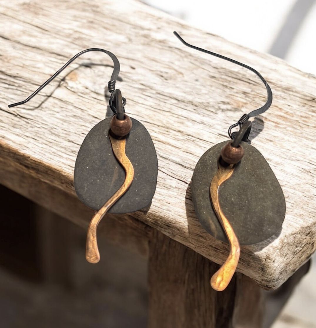 Blue Quarry Earrings Small Lake Bronze