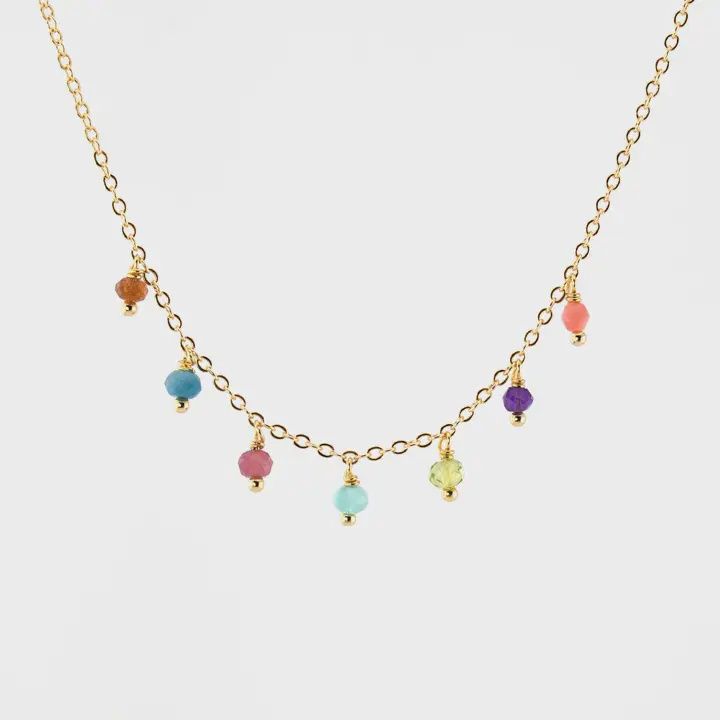 Edgy Petal Necklace Multi Color Gemstone