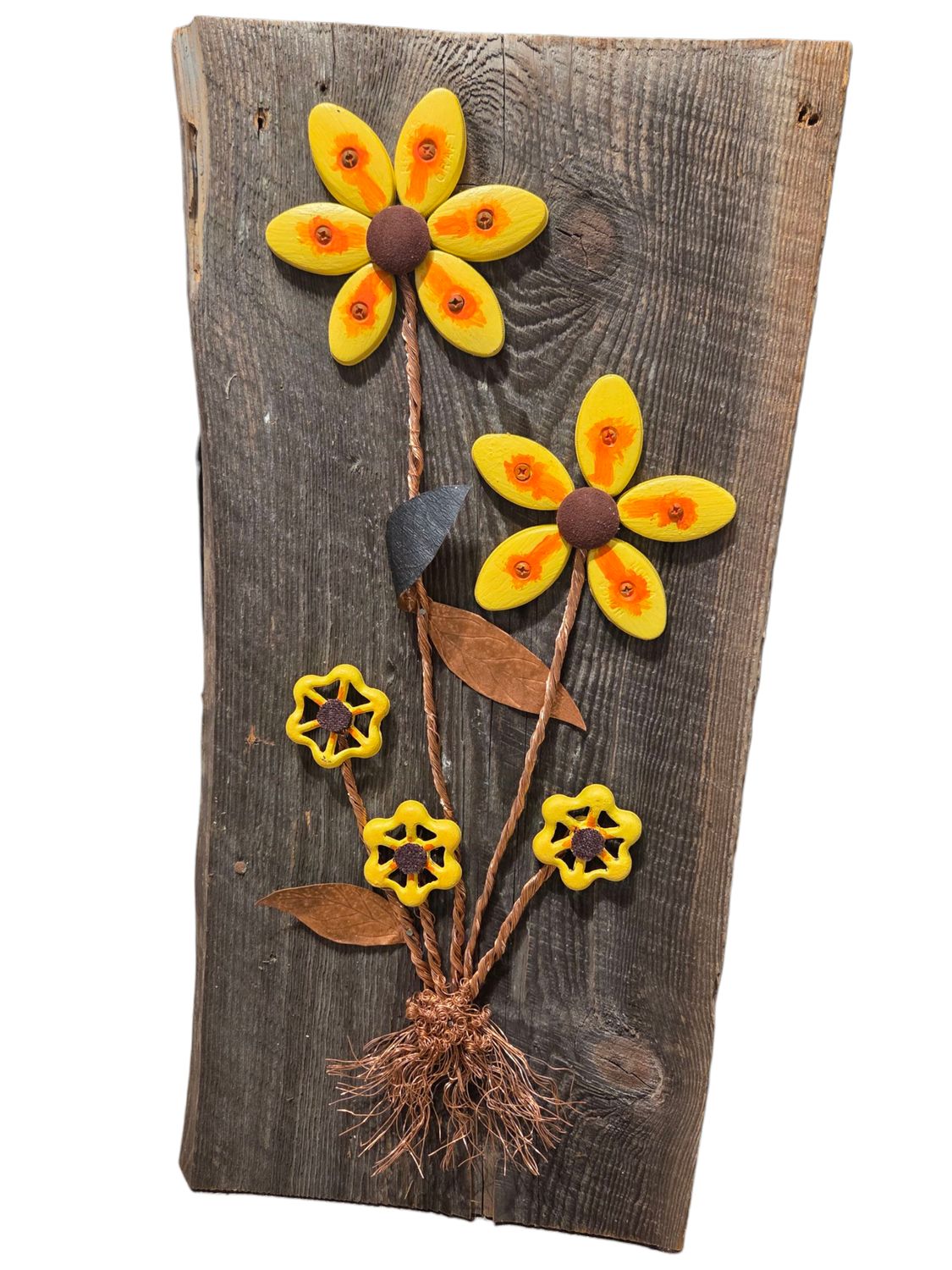 Butler Sunflowers on Rustic Wood Board