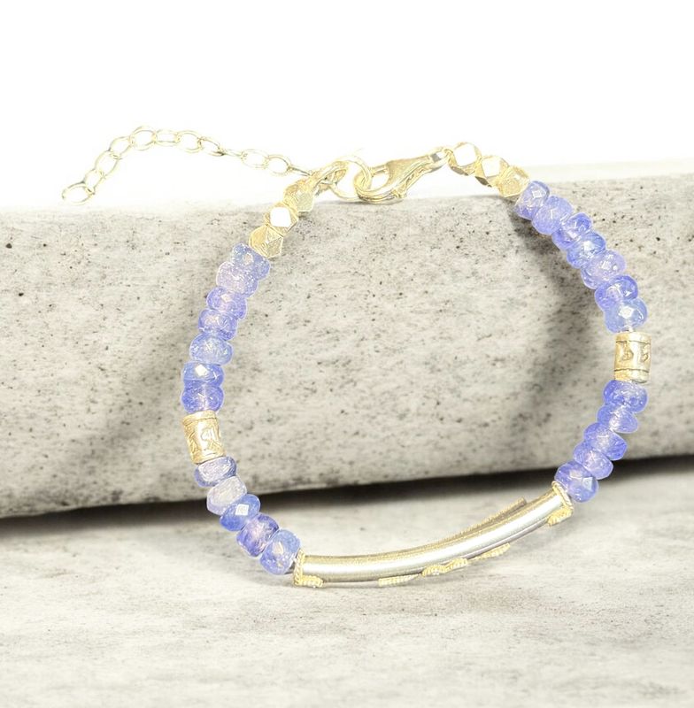 DT Jewels Bracelet Faceted Tanzanite and Sterling Bar
