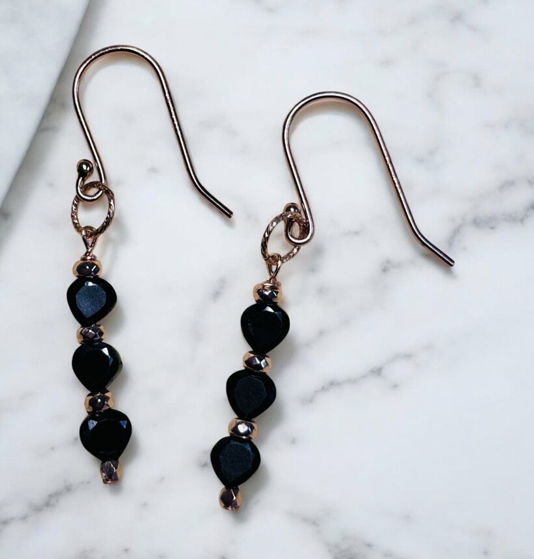 DT Jewels Earrings Black Spinel&#39;s on Rose Gold