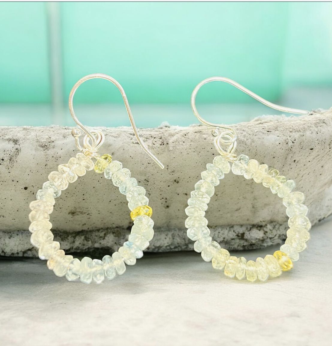 DT Jewels Earrings Tiny Aquamarine Hoops