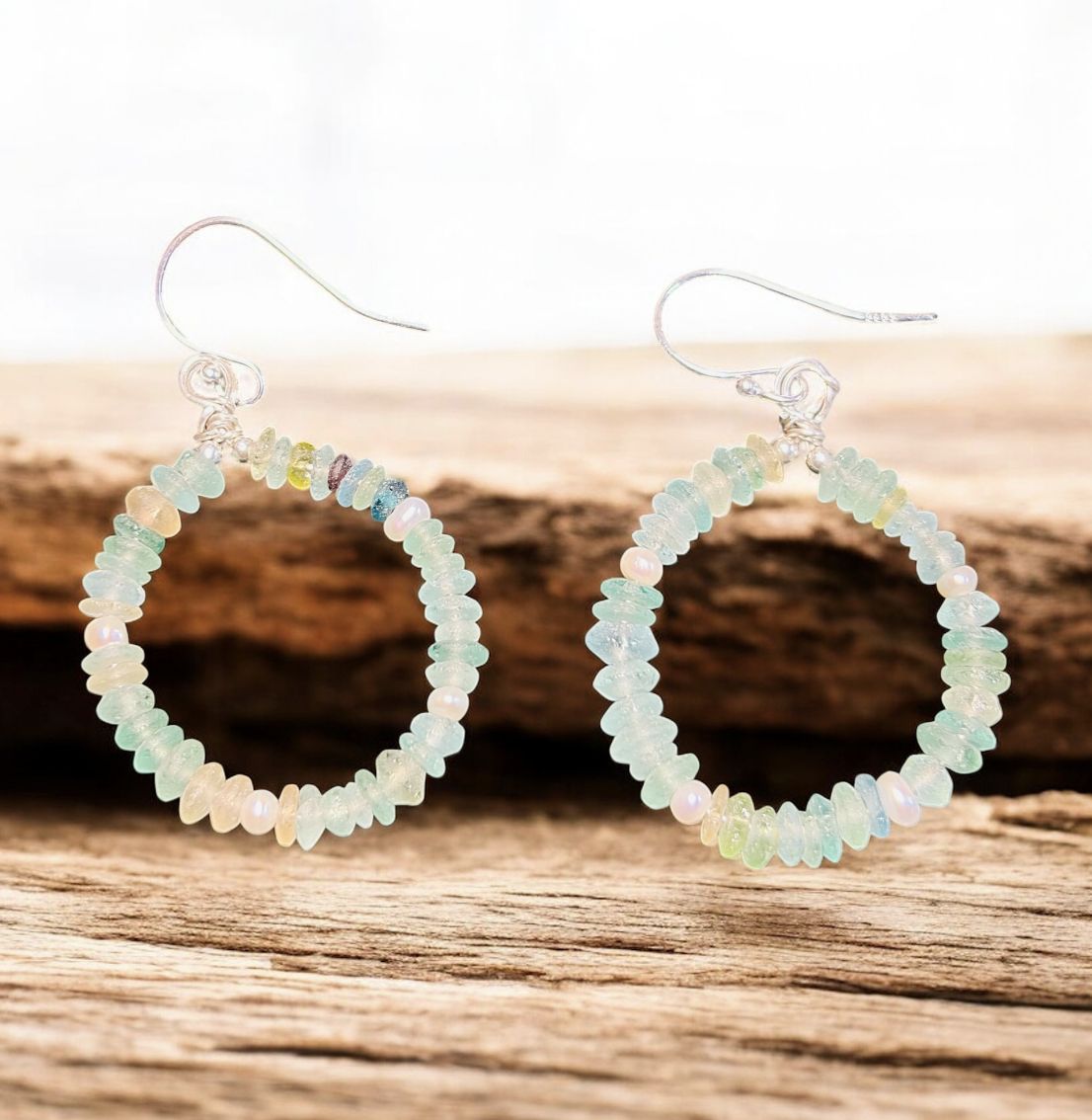 DT Jewels Earrings Sea Green Roman Glass