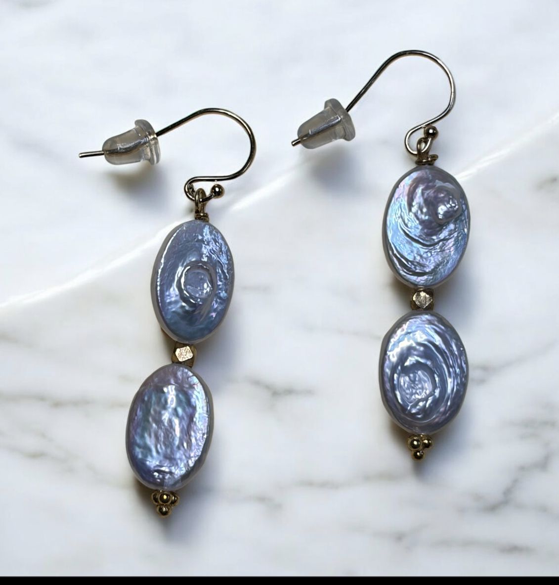 DT Jewels Earrings Pearl Drops with Gold Vermeil