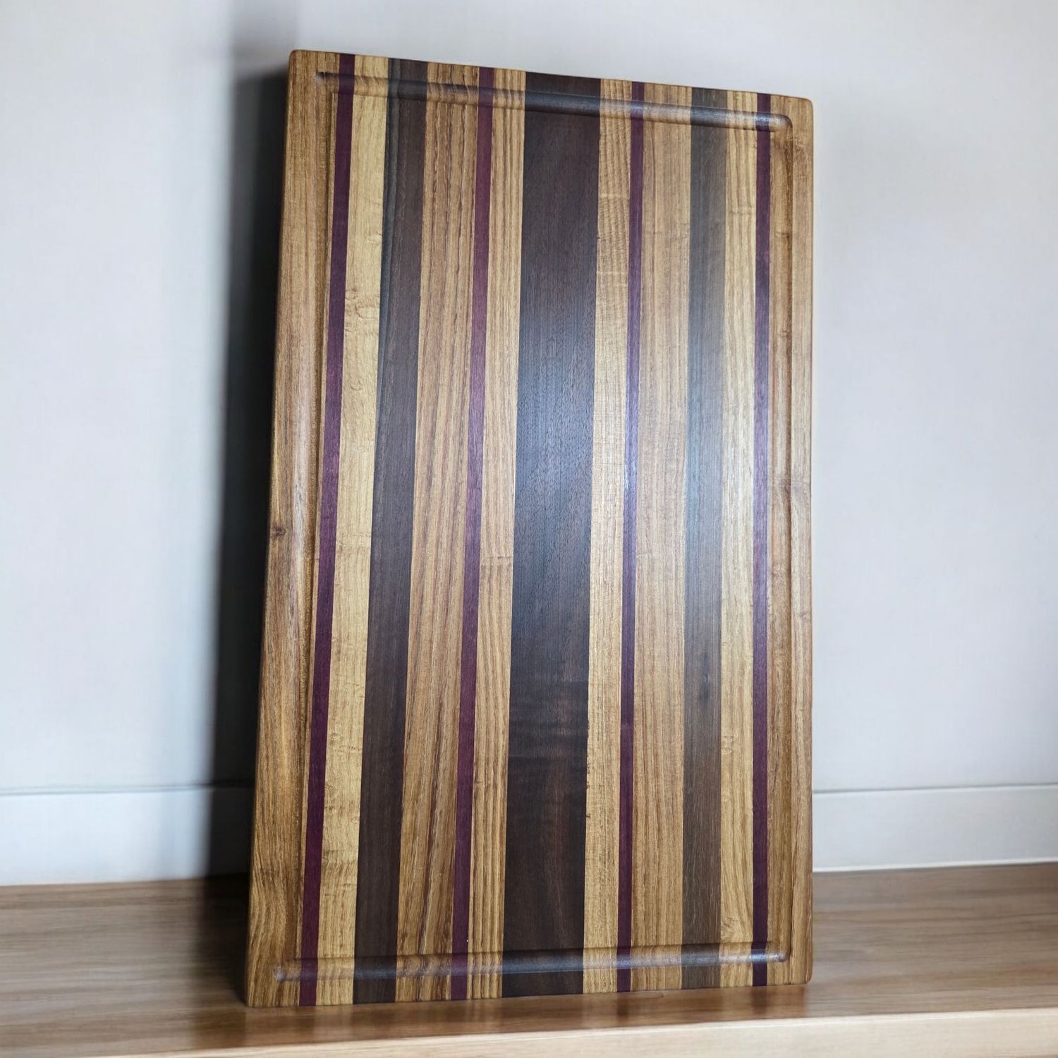 Straight Grain Cutting Board Black Locust, Walnut and Purple Heartwood